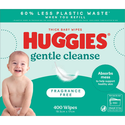 Huggies Gentle Cleanse Baby Wipes Fragrance Free 400 Pack