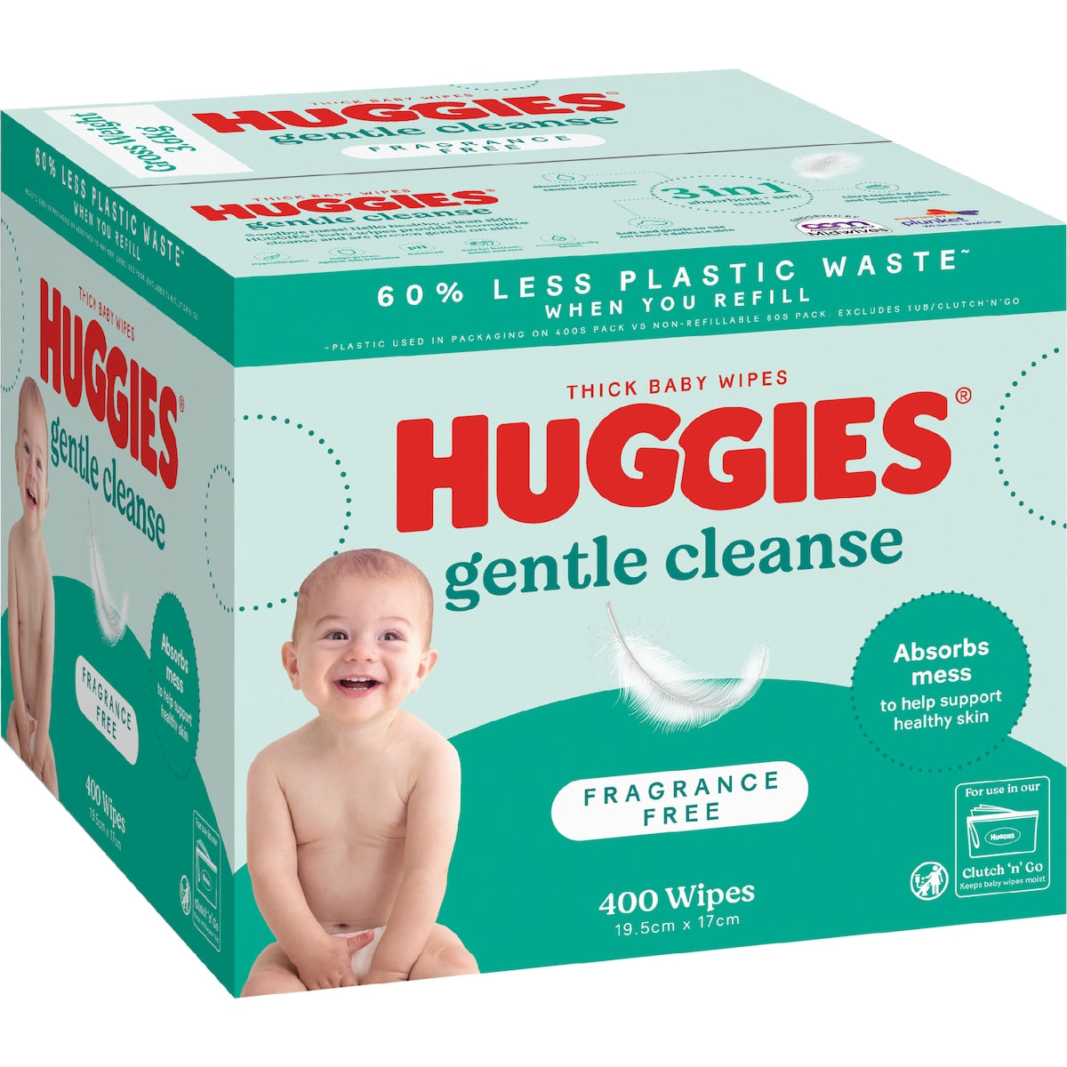 Huggies Gentle Cleanse Baby Wipes Fragrance Free 400 Pack