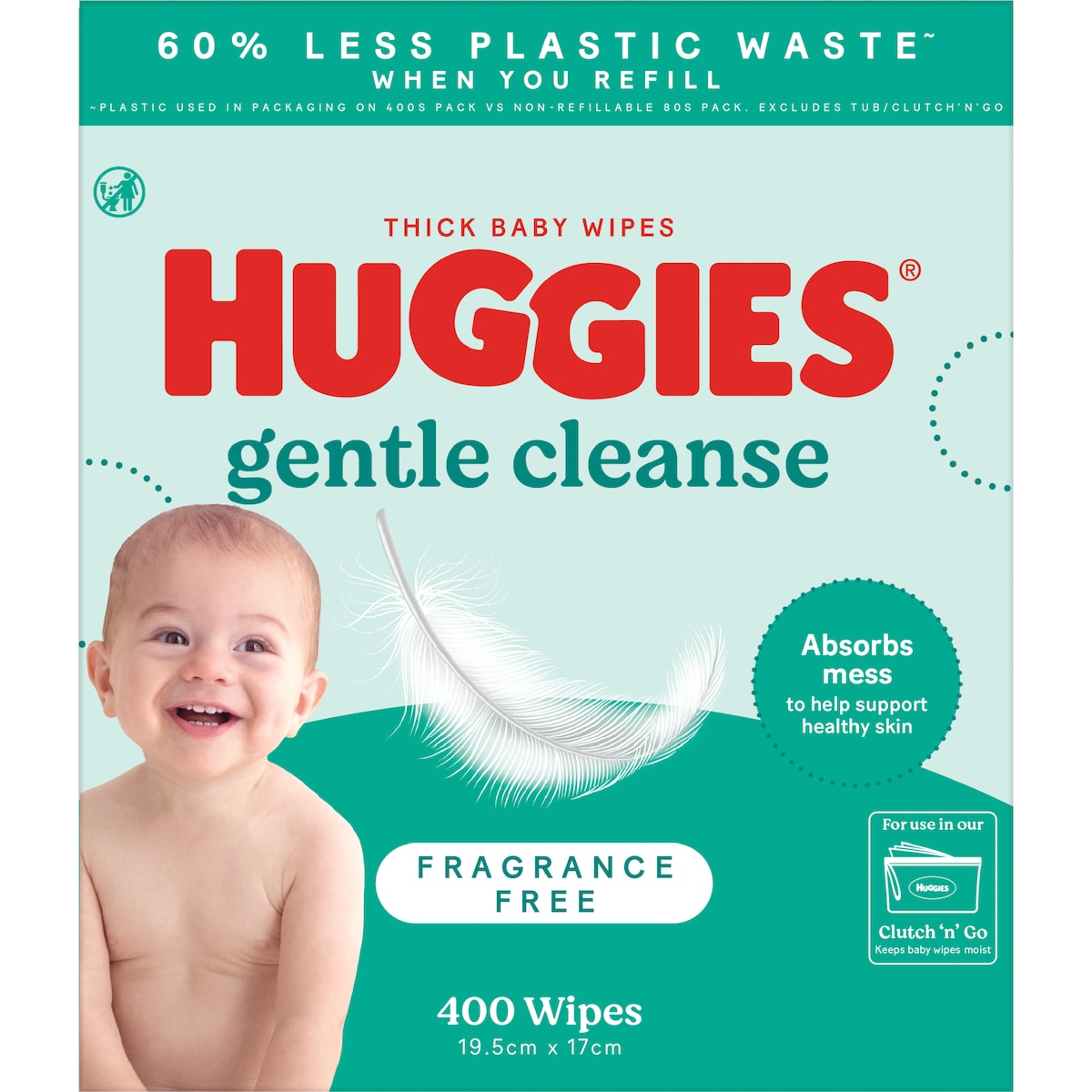 Huggies Gentle Cleanse Baby Wipes Fragrance Free 400 Pack