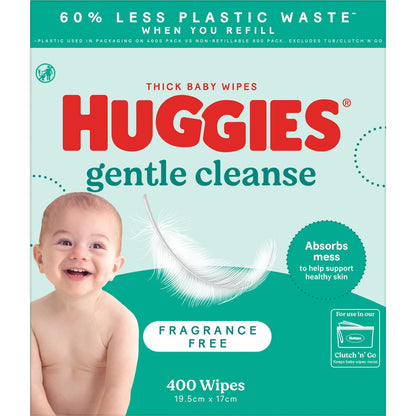 Huggies Gentle Cleanse Baby Wipes Fragrance Free 400 Pack