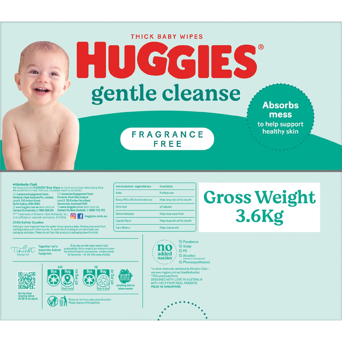 Huggies Gentle Cleanse Baby Wipes Fragrance Free 400 Pack