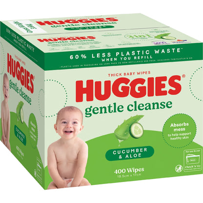 Huggies Thick Baby Wipes Cucumber & Aloe 400 Pack