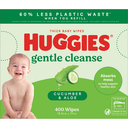 Huggies Thick Baby Wipes Cucumber & Aloe 400 Pack