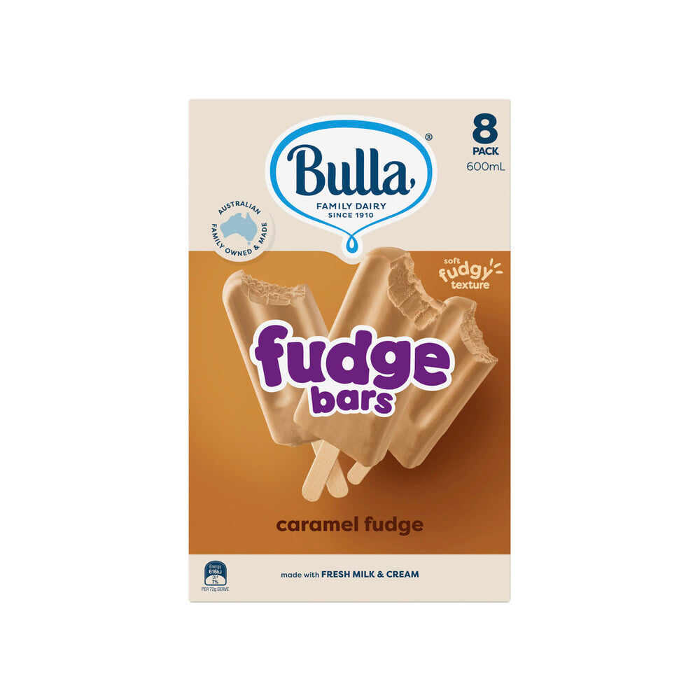 Bulla Fudge Bars Caramel 8 Pack - 600mL