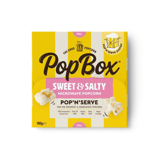 Popbox Gluten Free Dairy Free Sweet & Salty Flavour Microwave Popcorn Snack - 100g
