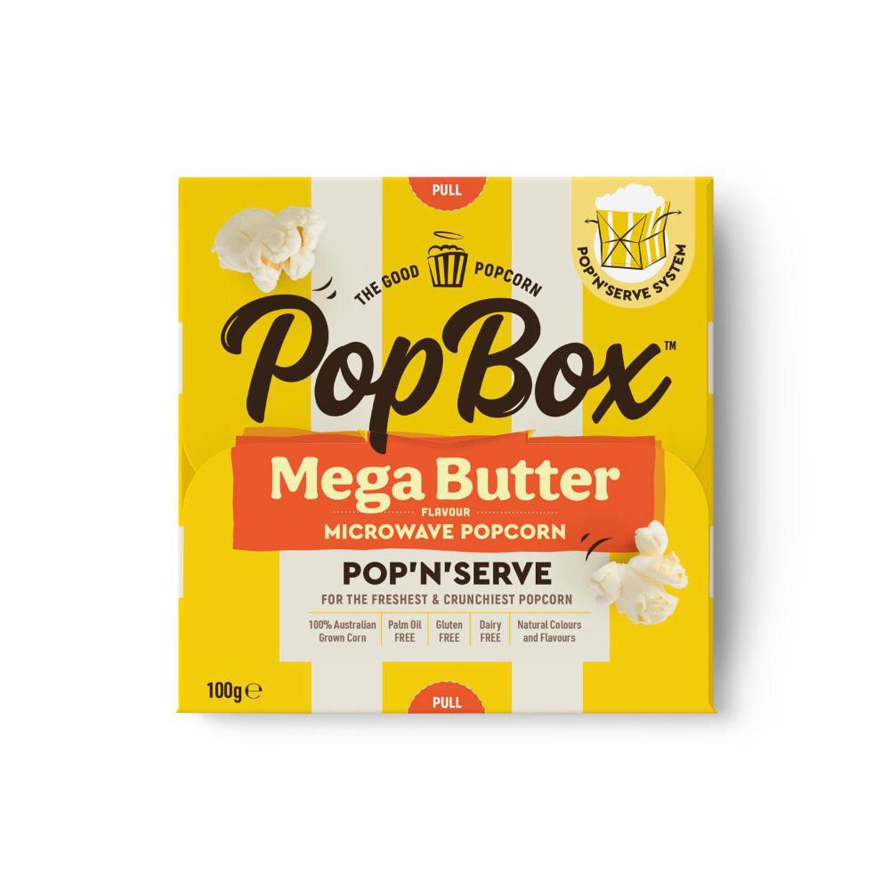 Popbox Mega Butter Flavour Microwave Popcorn Gluten & Dairy Free Snack - 100g