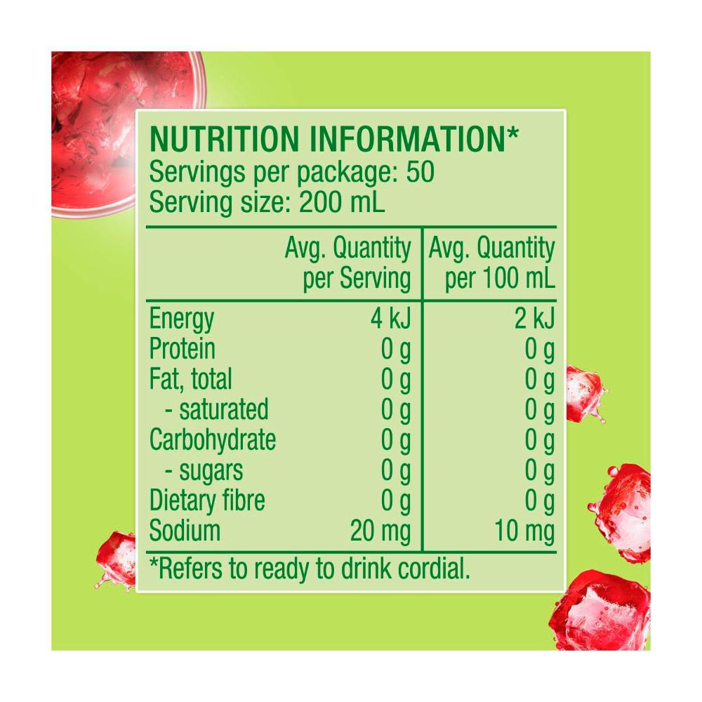Golden Cire Cordial Zero Sugar Raspberry - 2L