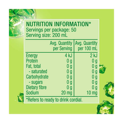 Golden Cire Cordial Zero Sugar Lime - 2L