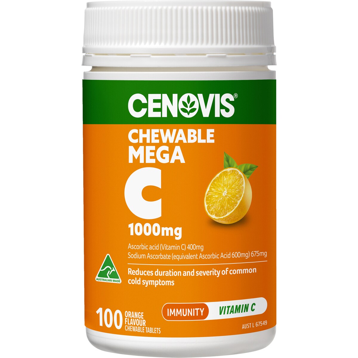 Cenovis Mega Vitamin C 1000mg Chewable Tablets For Immune Support 100 pack