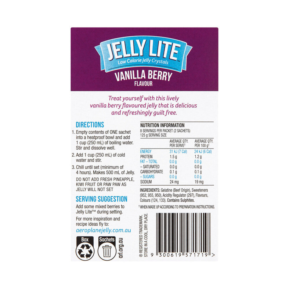 Aeroplane Lite Vanilla Berry Jelly Crystals 2 pack - 18g