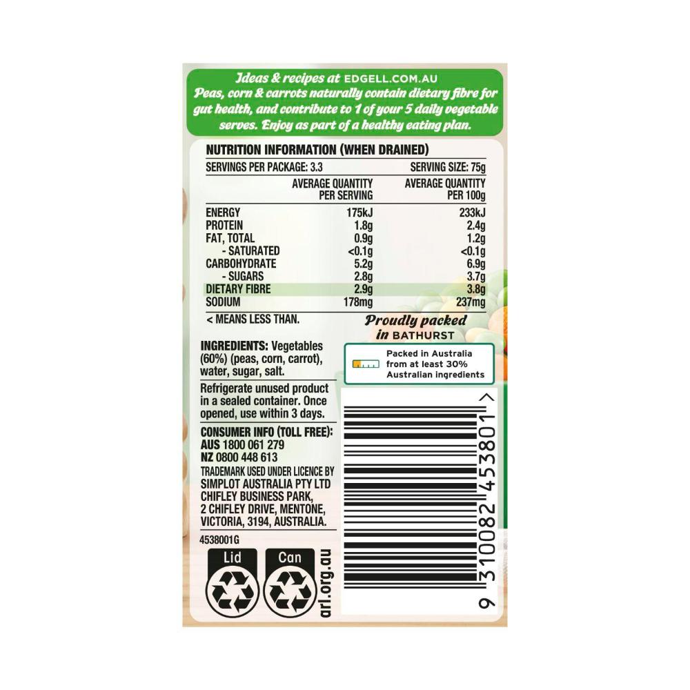 Edgell Peas Corn & Carrots - 420g