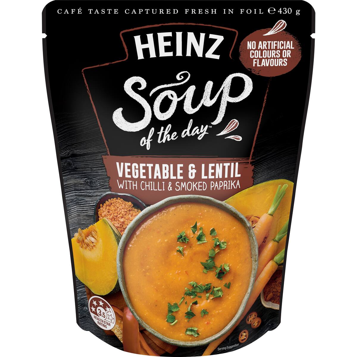 Heinz Soup Of The Day Veg & Lentil Chilli Paprika Pouch 430g
