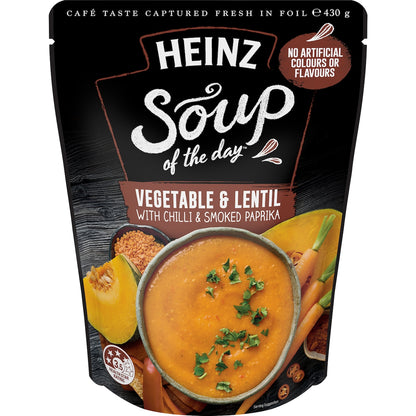 Heinz Soup Of The Day Veg & Lentil Chilli Paprika Pouch 430g