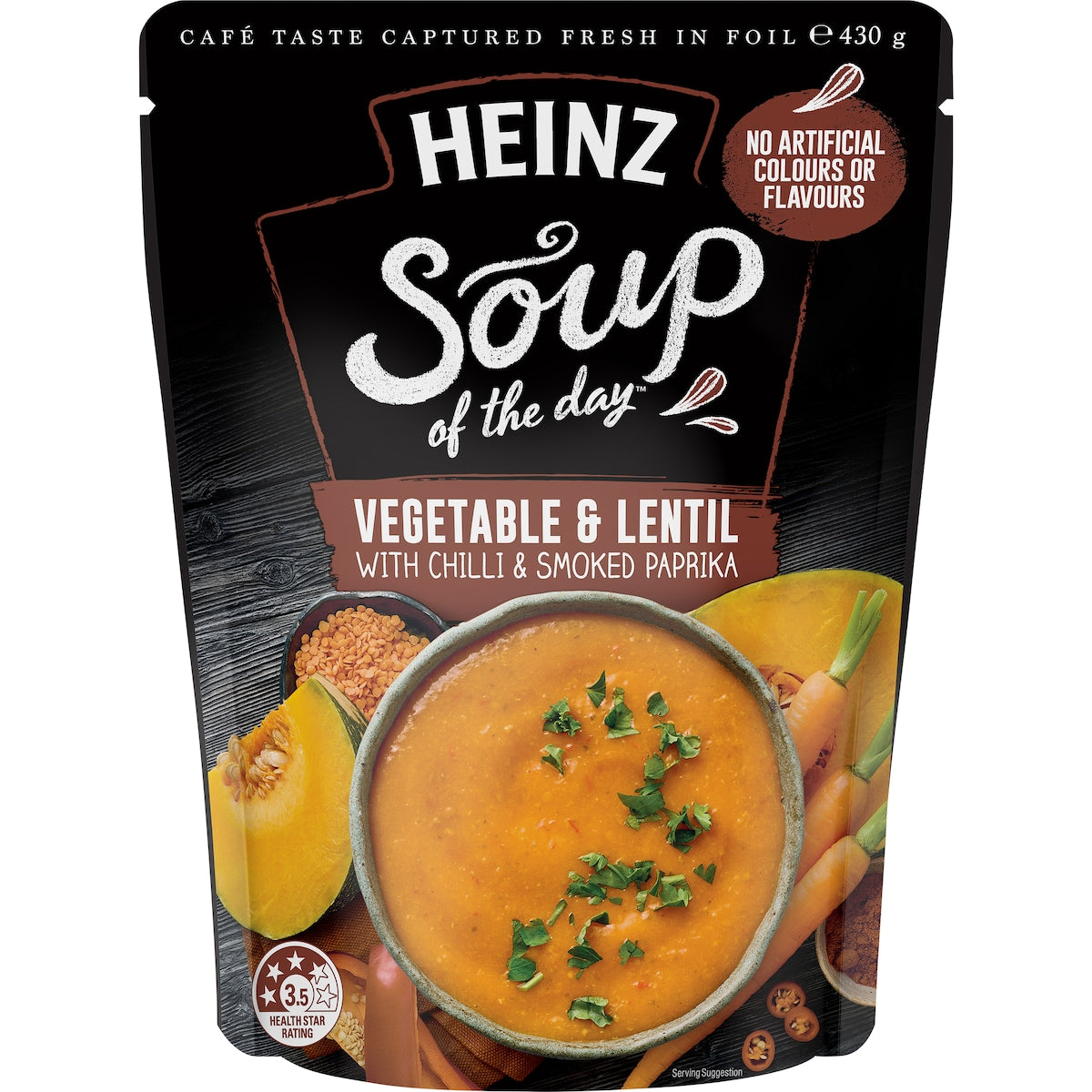 Heinz Soup Of The Day Veg & Lentil Chilli Paprika Pouch 430g