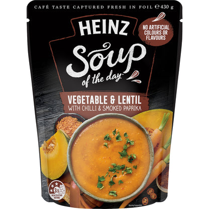 Heinz Soup Of The Day Veg & Lentil Chilli Paprika Pouch 430g