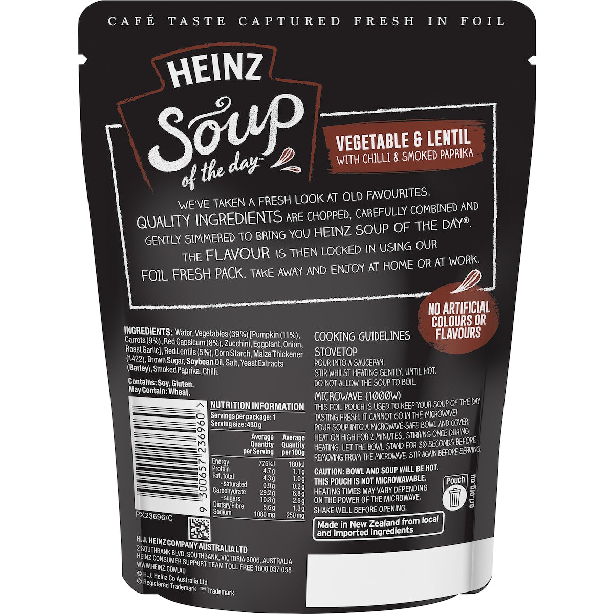 Heinz Soup Of The Day Veg & Lentil Chilli Paprika Pouch 430g