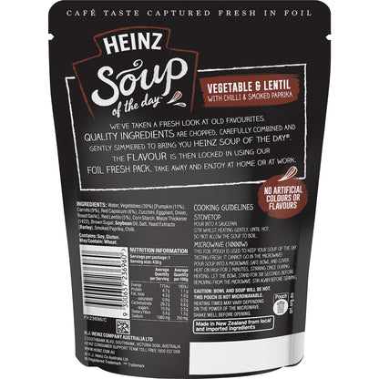 Heinz Soup Of The Day Veg & Lentil Chilli Paprika Pouch 430g
