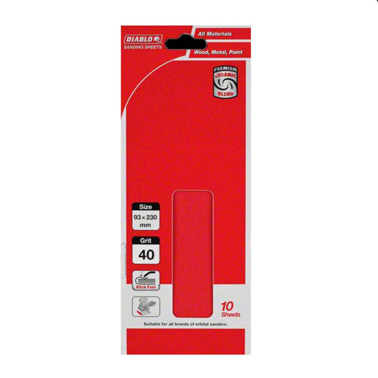 Diablo Abrasive Orbital Sheet - 93x230mm - 40 Grit - 10 Pack