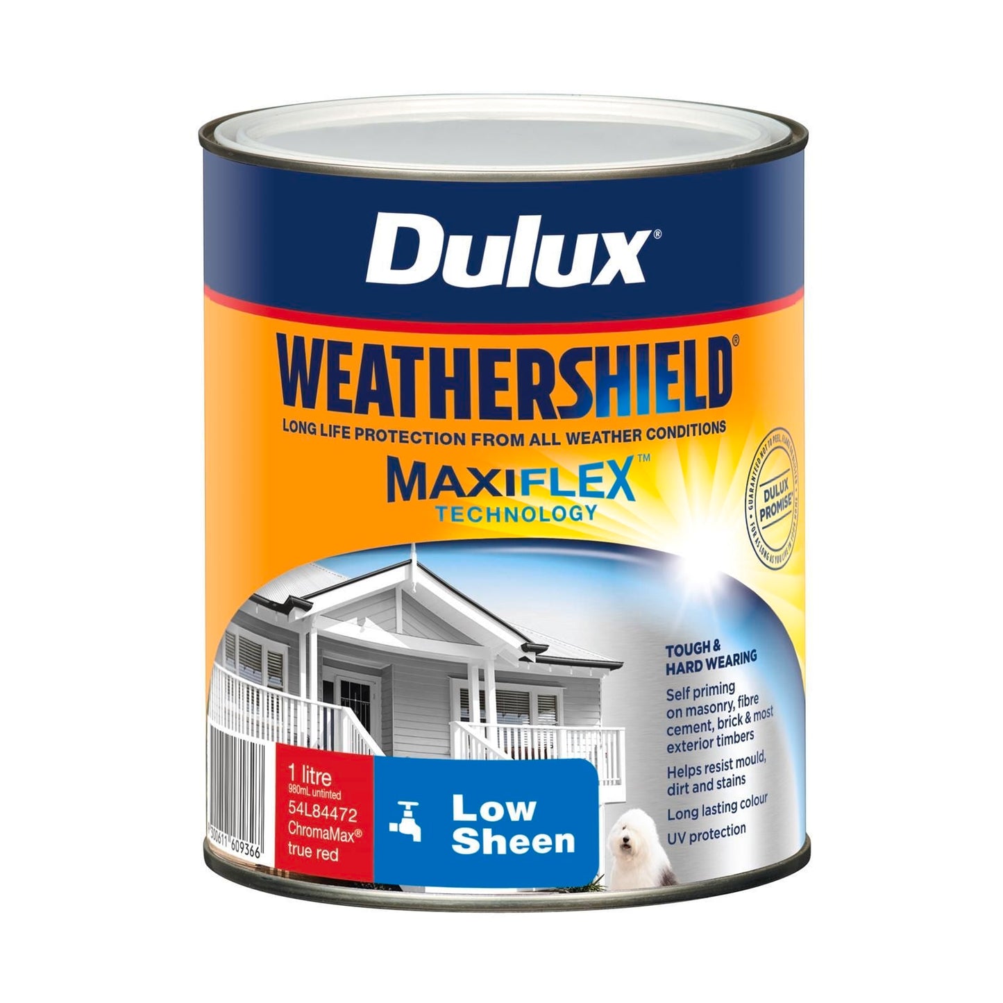 Dulux True Red Weathershield Low Sheen Exterior Paint - 1L