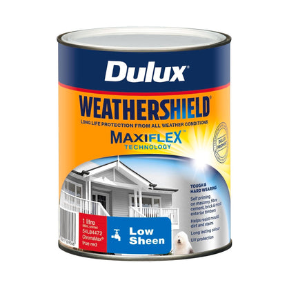 Dulux True Red Weathershield Low Sheen Exterior Paint - 1L