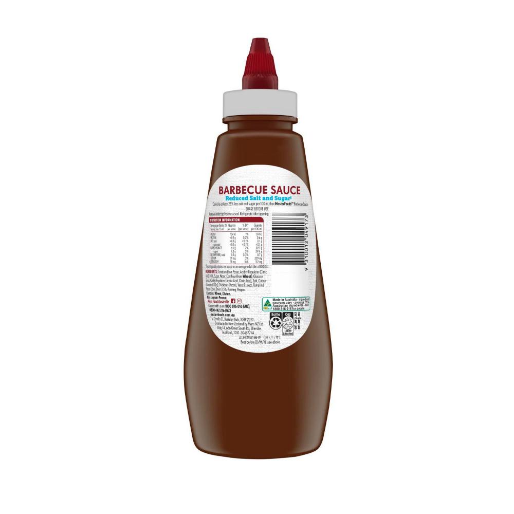 MasterFoods Squeezy Sauce BBQ Reduced Salt & Sugar - 475mL