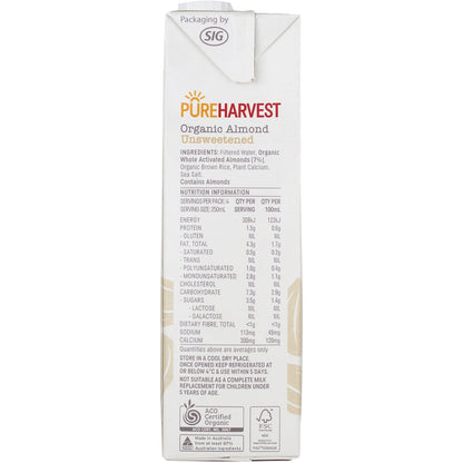 Pureharvest Almond Milk Unsweetened 1l