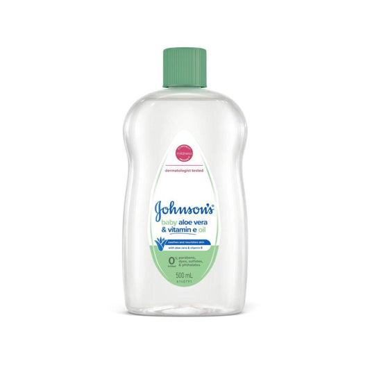 Johnson's Aloe Vera & Vitamin E Gentle Mild Soothing Moisturising Baby Oil - 500mL