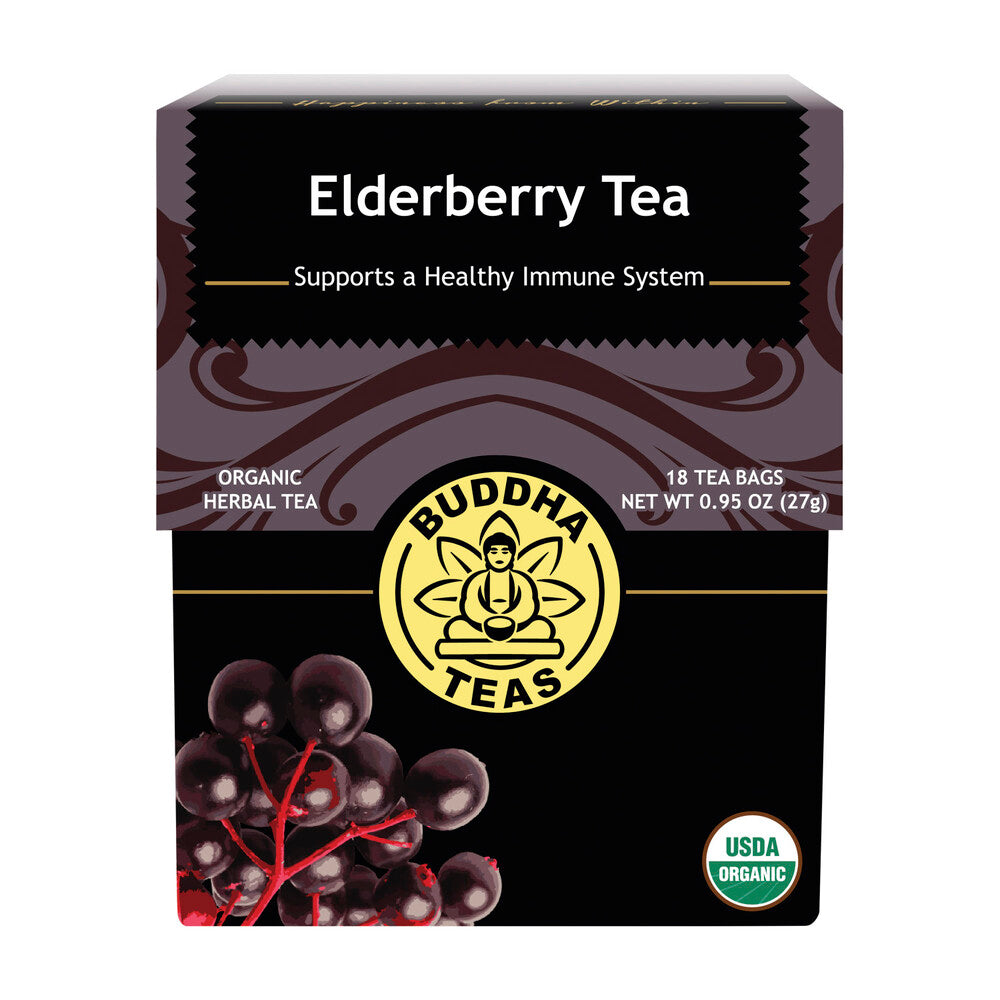 Buddha Teas Organic Herbal Tea Bags Elderberry Tea - 18 pack