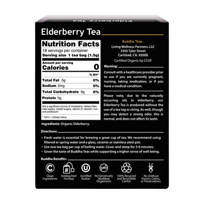 Buddha Teas Organic Herbal Tea Bags Elderberry Tea - 18 pack