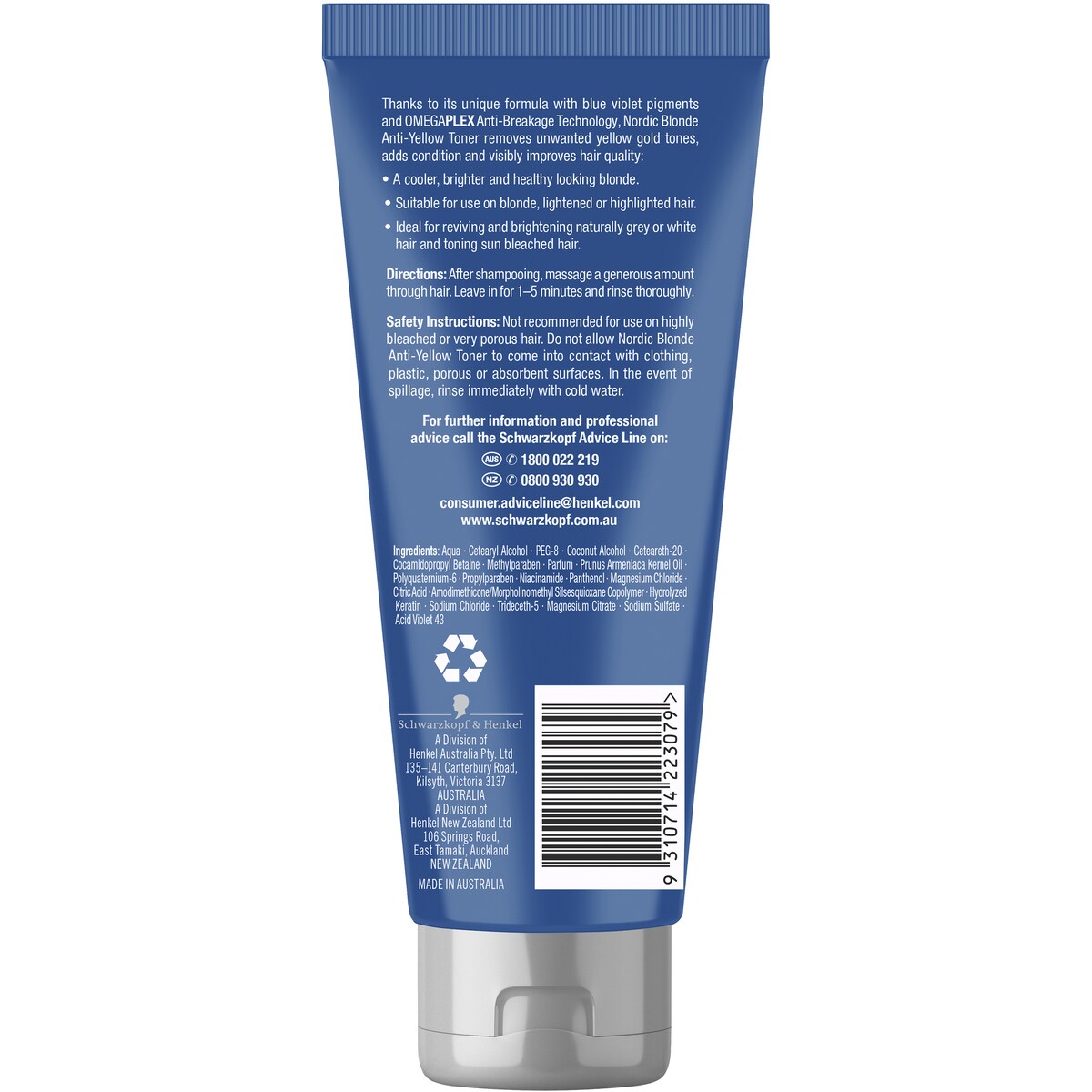 Schwarzkopf Nordic Blonde Hair Colour C3 Anti Yellow Cream Toner 200mL