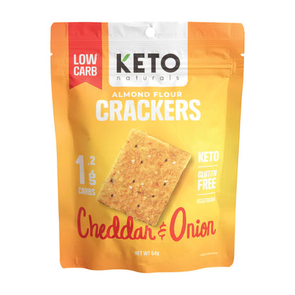 Keto Naturals Almond Flour Crackers Cheddar & Onion - 64g
