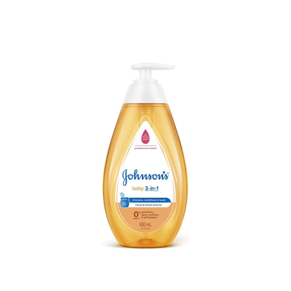 Johnson's 3-in-1 Hypoallergenic Gentle Tear-Free Conditioning Baby Shampoo & eansing Wash - 500mL