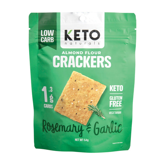 Keto Naturals Almond Flour Crackers Rosemary & Garlic - 64g