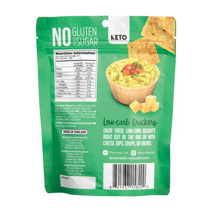 Keto Naturals Almond Flour Crackers Rosemary & Garlic - 64g