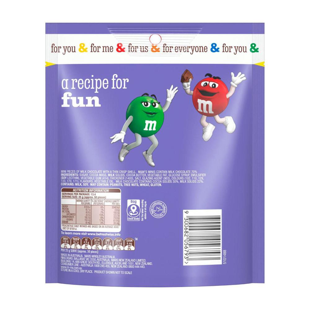 M&M's Minis Milk Chocolate Snack & Share Bag - 335 GRAM