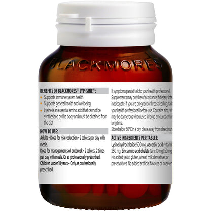 Blackmores Lyp-sine Cold Sore Relief Vitamin Tablets 30 Pack