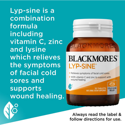Blackmores Lyp-sine Cold Sore Relief Vitamin Tablets 30 Pack