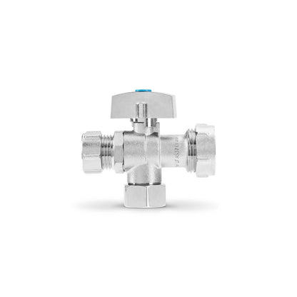 Brasshards Loose Nut 2 Way Under Sink Valve - 20mm x 15mm - Chrome
