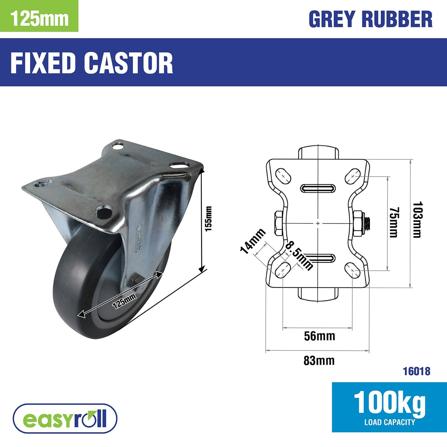 Easyroll Fixed Castor - 125mm