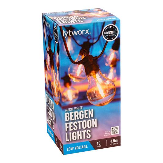 Lytworx Bergen Festoon Party Lights - 10 Pack - 4.5m - Warm White