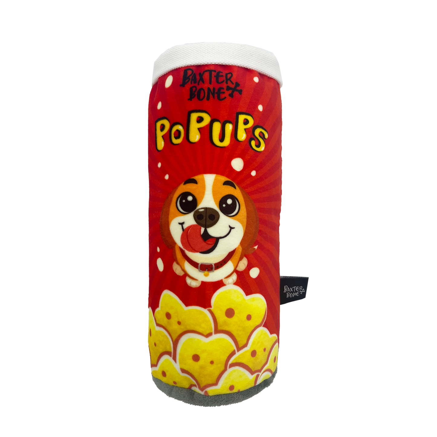 Baxter Bone Pop Ups Chips Can Plush Pet Toy - Red