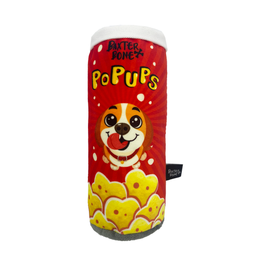 Baxter Bone Pop Ups Chips Can Plush Pet Toy - Red