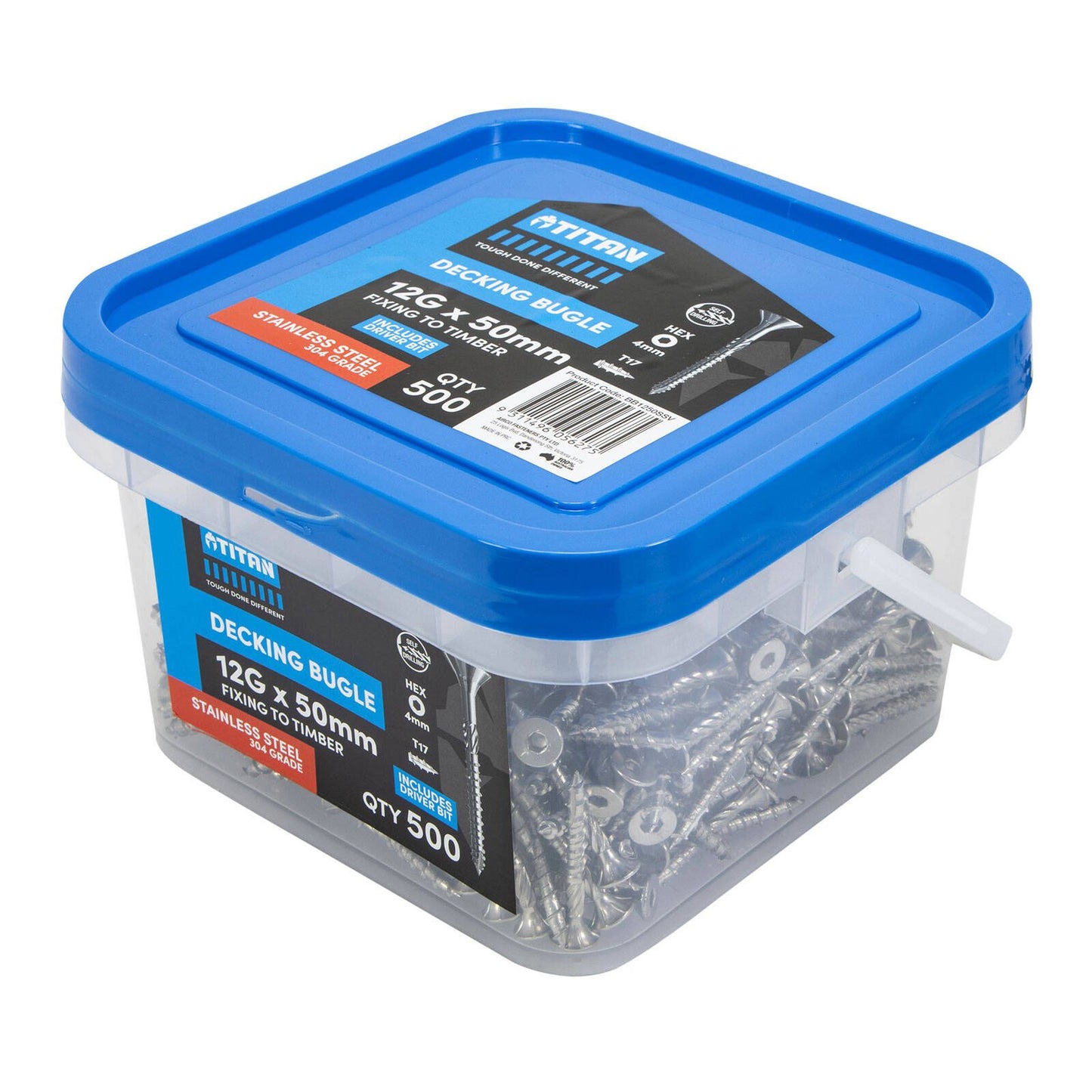 Titan Decking Screws - 12g x 50mm - Stainless Steel - 500 Pack