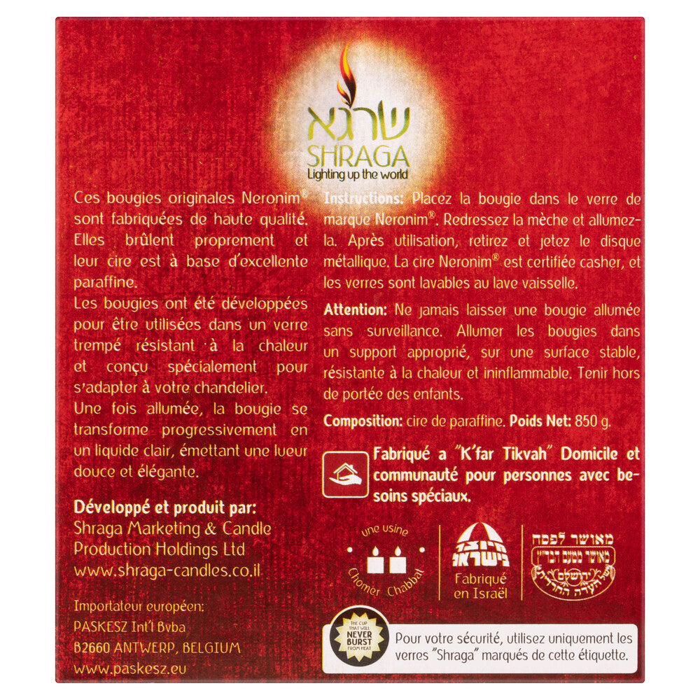 Neronim Sabbath Candles - 72Pack