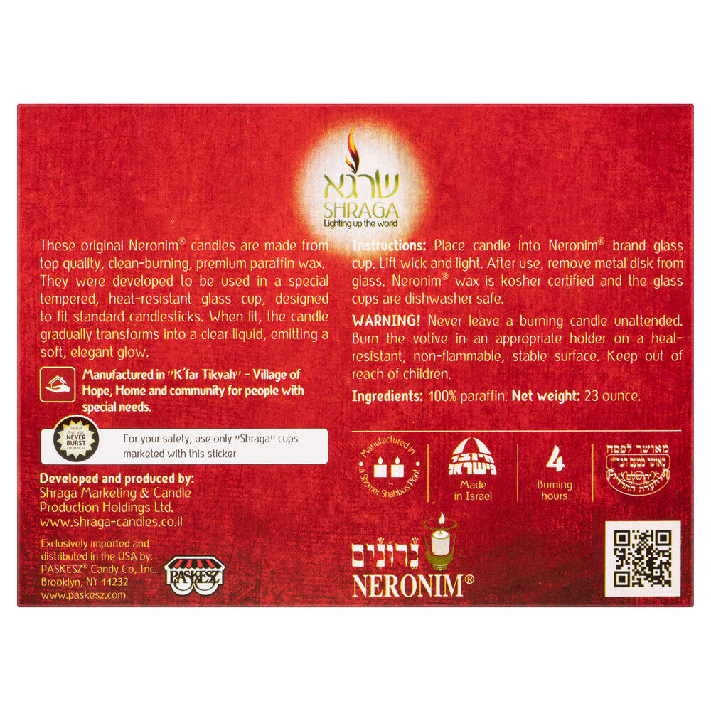 Neronim Sabbath Candles - 72Pack