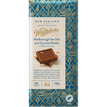 Whittakers Artisan Marlborough Sea Salt & Caramel Brittle 33% 100g