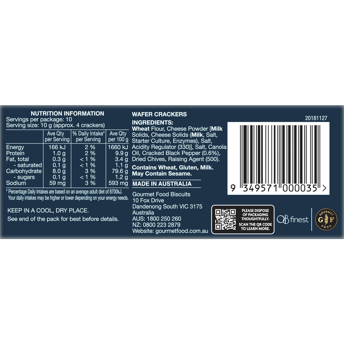 Ob Finest Wafer Crackers Black Pepper 100g