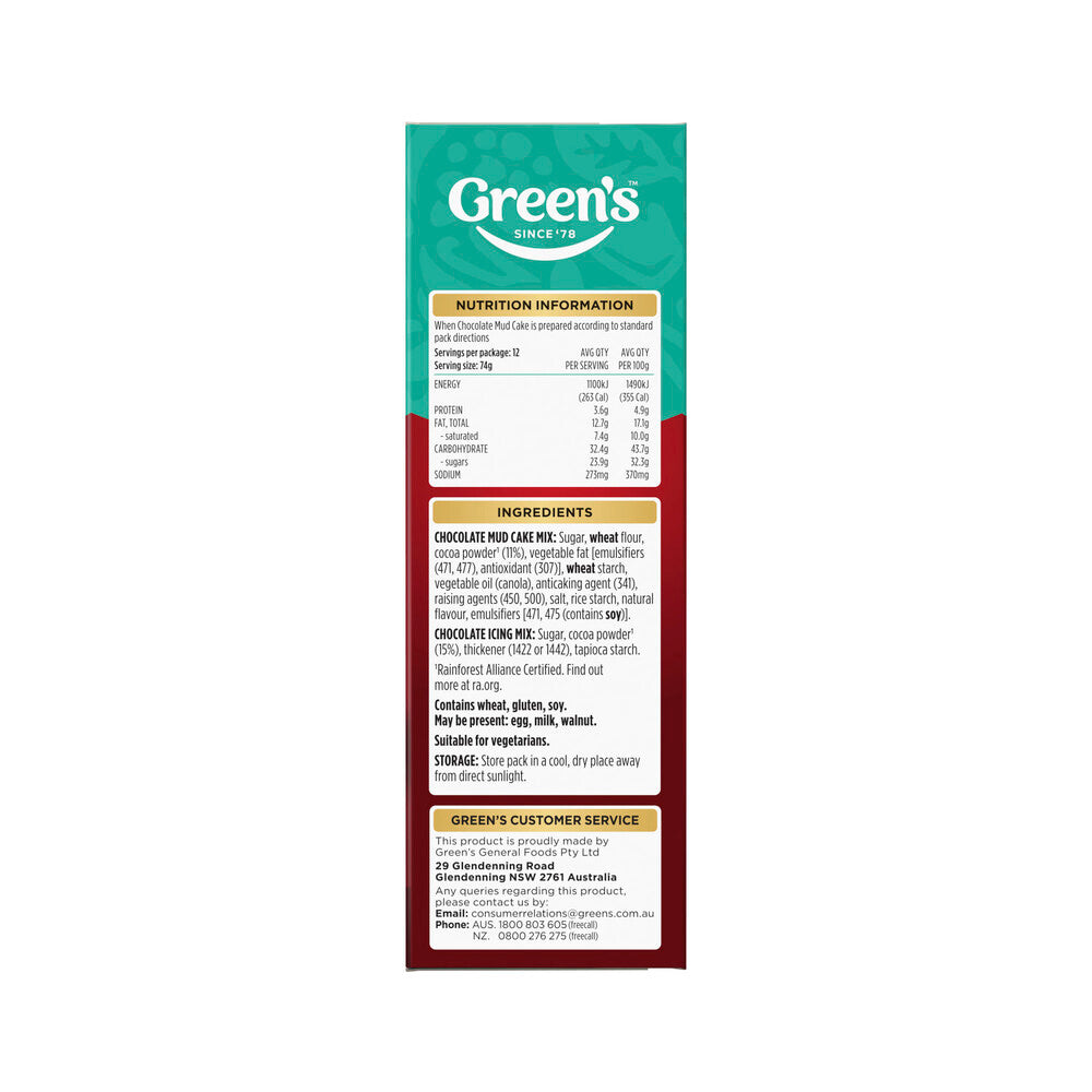 Green's Deluxe Chocolate Mud Cake Mix - 530g
