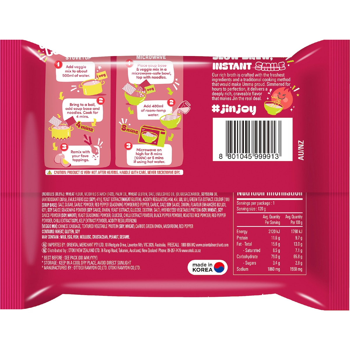 Otoki Jin Ramen Spicy Instant Noodles 120g