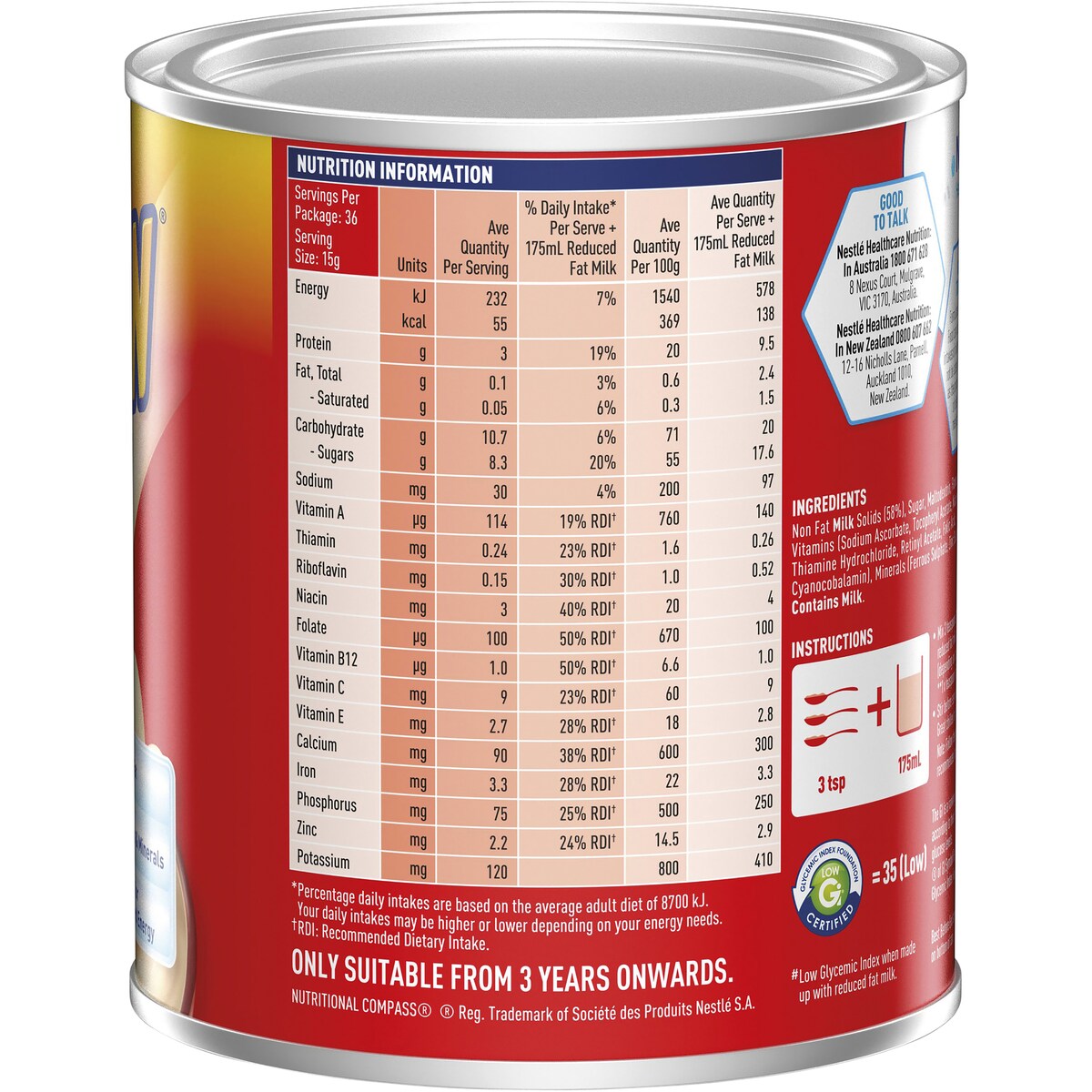 Sustagen Nutritional Powder Drink Vanilla Flavour 550g